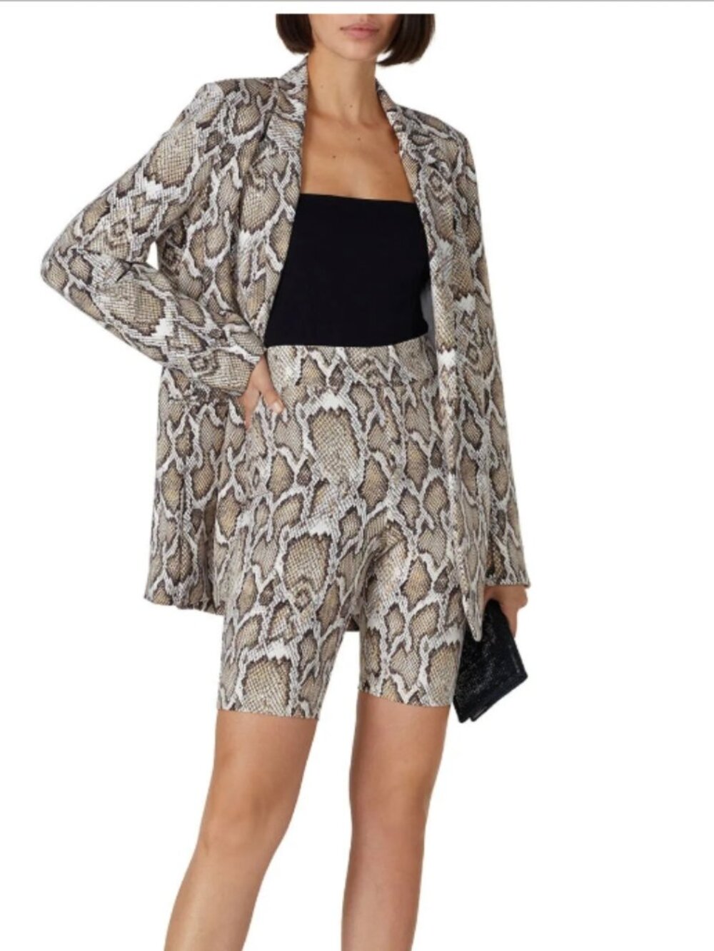 Like New! AFRM Callon Snake Print Biker Shorts Beige/Brown Size S